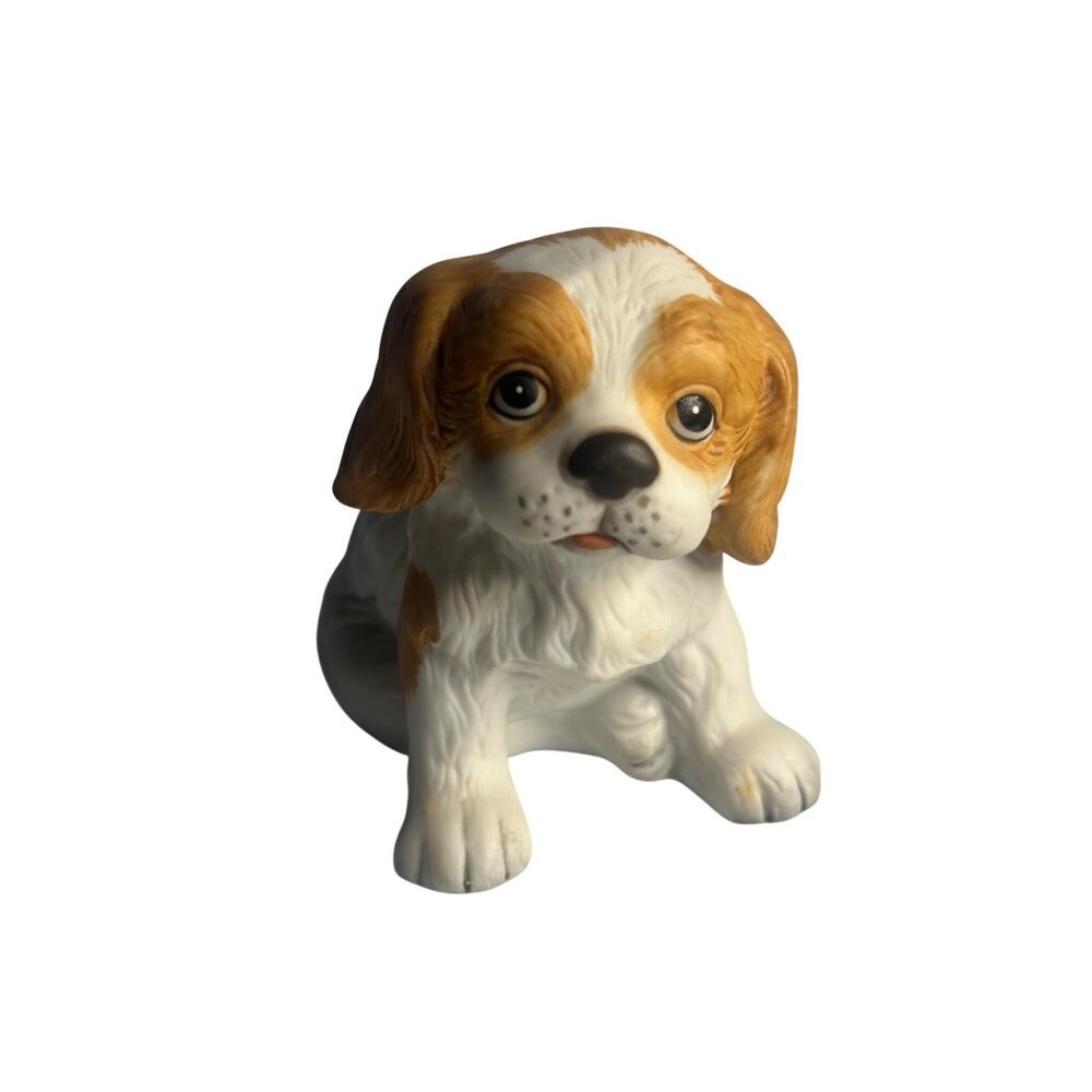 VTG HOMCO Spaniel Puppy Figurine Bisque Ceramic Dog Collectible Home Decor Retro